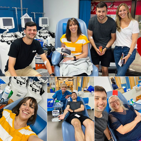 Photos of the YesTax team giving blood